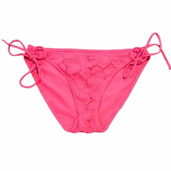Victoria's Secret Other - VICTORIA’S SECRET Women’s Neon Pink Lace Side Tie Bikini Bottoms Size Small